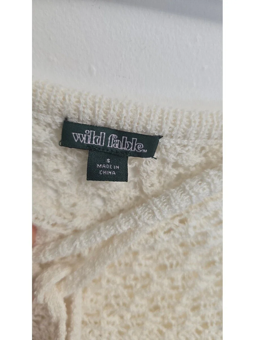 Wild Fable Women’s S Ivory Crochet Knit Maxi Skirt High Slit
